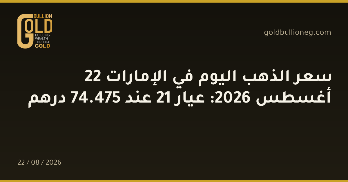 سعر الذهب اليوم في الإمارات 22 أغسطس 2026: عيار 21 عند 475.74 درهم