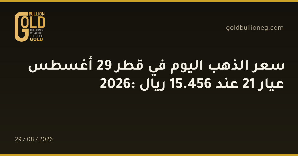 سعر الذهب اليوم في قطر 29 أغسطس 2026: عيار 21 عند 456.15 ريال