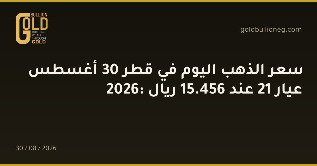 سعر الذهب اليوم في قطر 30 أغسطس 2026: عيار 21 عند 456.15 ريال