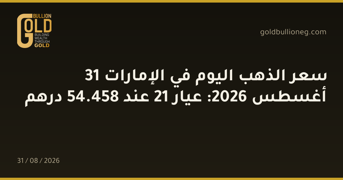 سعر الذهب اليوم في الإمارات 31 أغسطس 2026: عيار 21 عند 458.54 درهم