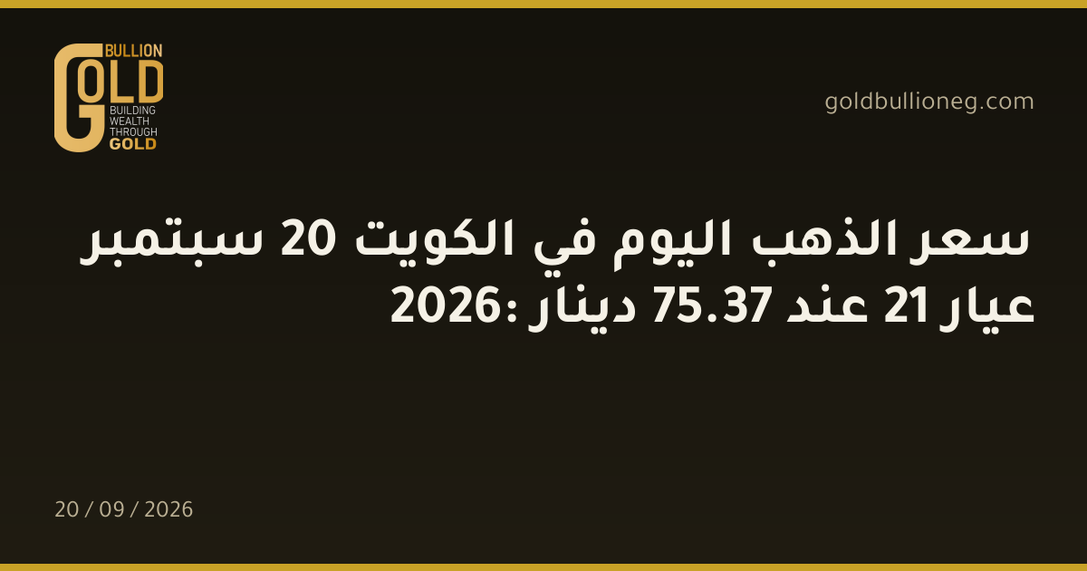 سعر الذهب اليوم في الكويت 20 سبتمبر 2026: عيار 21 عند 37.75 دينار