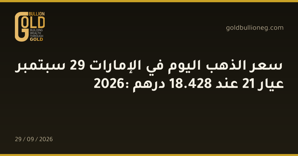 سعر الذهب اليوم في الإمارات 29 سبتمبر 2026: عيار 21 عند 428.18 درهم