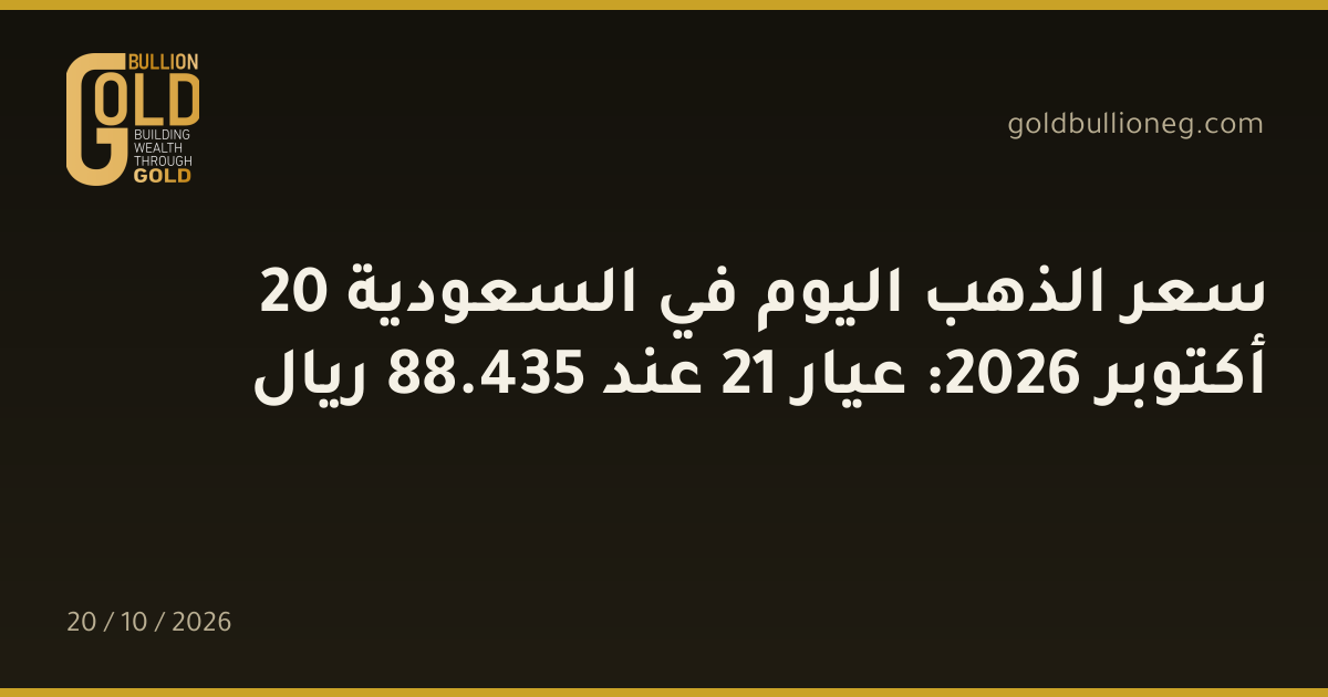 سعر الذهب اليوم في السعودية 20 أكتوبر 2026: عيار 21 عند 435.88 ريال