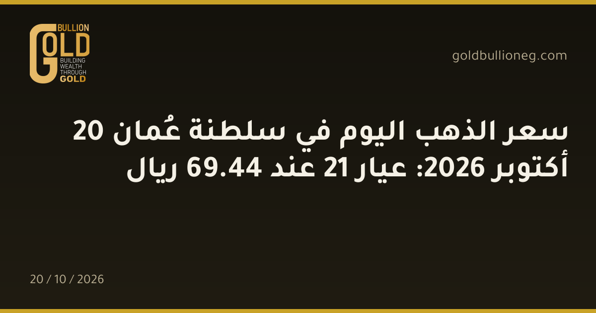 سعر الذهب اليوم في سلطنة عُمان 20 أكتوبر 2026: عيار 21 عند 44.69 ريال