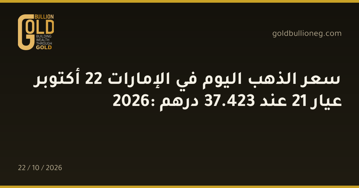 سعر الذهب اليوم في الإمارات 22 أكتوبر 2026: عيار 21 عند 423.37 درهم