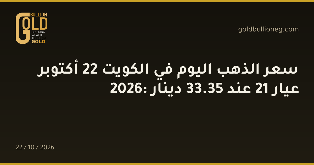 سعر الذهب اليوم في الكويت 22 أكتوبر 2026: عيار 21 عند 35.33 دينار